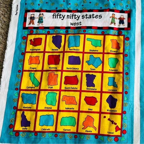 Fabric Panel Kidz on the Go Fifty Nifty States Games to Play Car Travel Children - Picture 2 of 7
